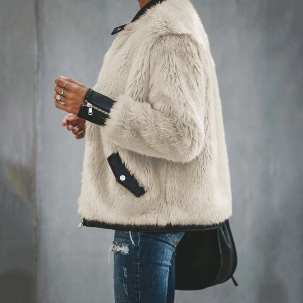 NWOT - ZARA FAUX FUR & LEATHER MOTO JACKET
